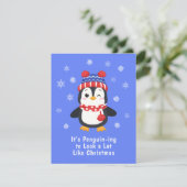 Funny Penguin Pun Snowflake Kerstmis Feestdagenkaart (Staand voorkant)