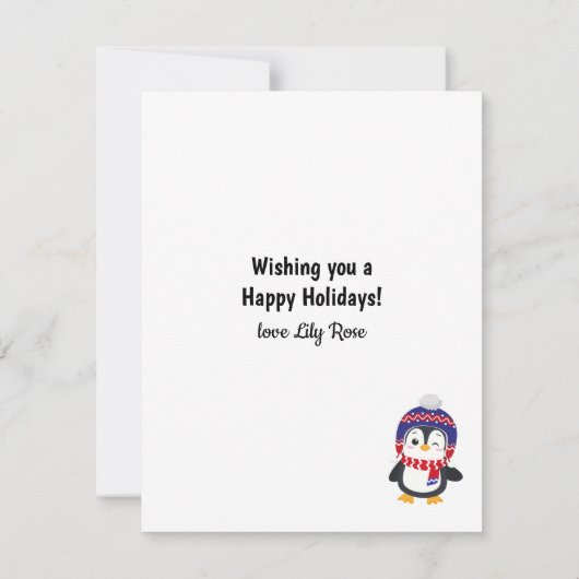 Funny Penguin Pun Snowflake Kerstmis Feestdagenkaart (Achterkant)