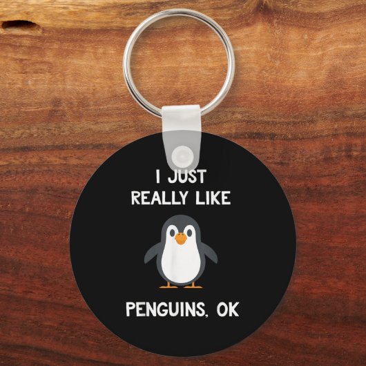 Funny Penguin Quote I Just Really Like Penguins Ok Sleutelhanger (Voorkant)