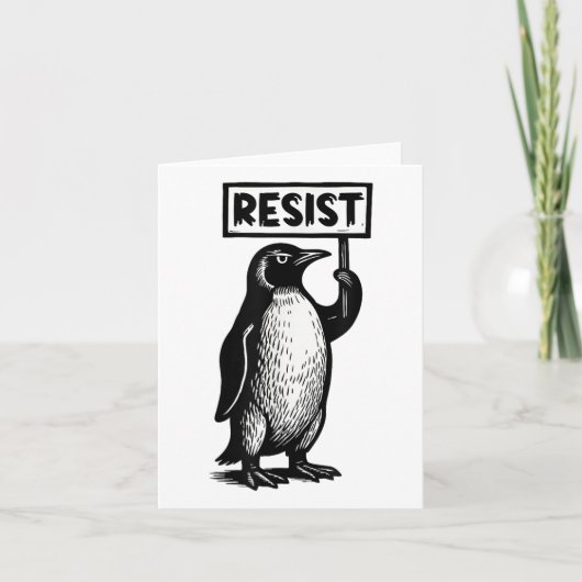 Funny Penguin Resist Protest Niet mijn President D Kaart (Voorkant)