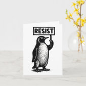 Funny Penguin Resist Protest Niet mijn President D Kaart (Gele Bloem)