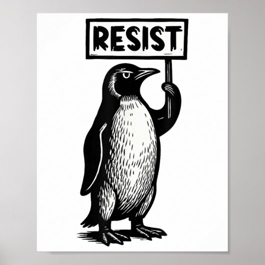 Funny Penguin Resist Protest Niet mijn President D Poster (Voorkant)