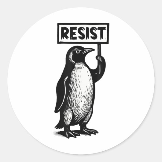 Funny Penguin Resist Protest Niet mijn President D Ronde Sticker (Voorkant)