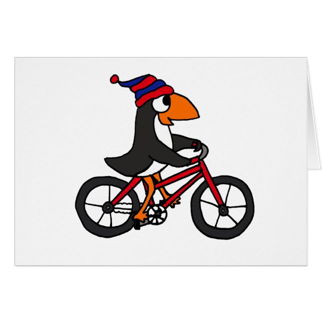 Funny Penguin Riding Red Bicycle (Voorkant Horizontaal)