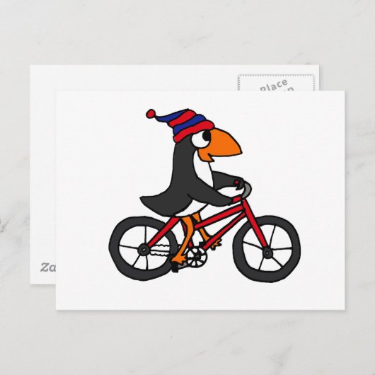 Funny Penguin Riding Red Bicycle Briefkaart (Voorkant / Achterkant)
