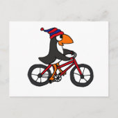 Funny Penguin Riding Red Bicycle Briefkaart (Voorkant)