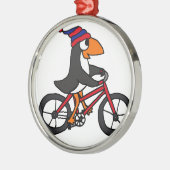 Funny Penguin Riding Red Bicycle Metalen Ornament (Links)
