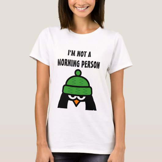 Funny penguin shirt | Ik ben geen ochtendmens (Voorkant)