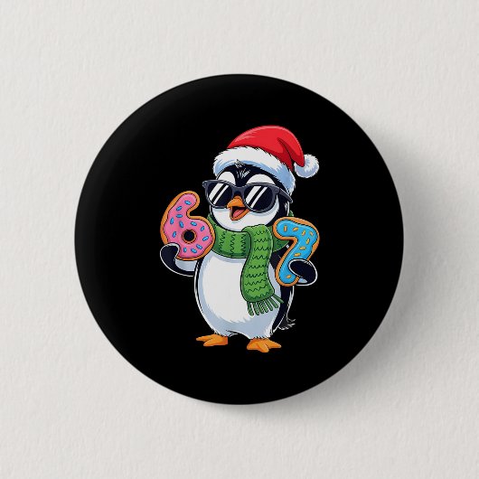 Funny Penguin Six Seven 67 Ice Cream Christmas Boy Ronde Button 5,7 Cm (Voorkant)