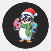 Funny Penguin Six Seven 67 Ice Cream Christmas Boy Ronde Sticker (Voorkant)
