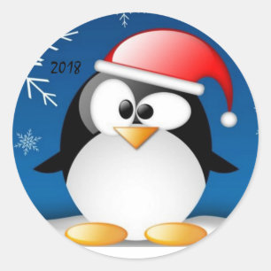 Funny penguin stickers voor een gelukkig nieuw jaa