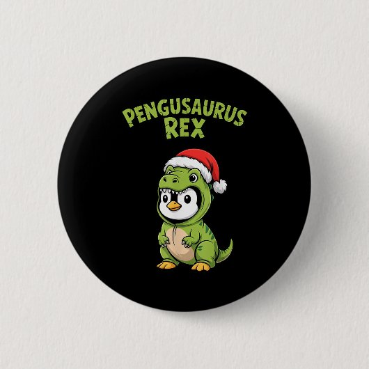 Funny Penguin T-rex Costume Christmas Kids Boys Ronde Button 5,7 Cm (Voorkant)