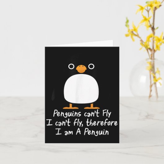 Funny Penguin T Shirt Cool I Can't Fly Animal Love Kaart (Gele Bloem)