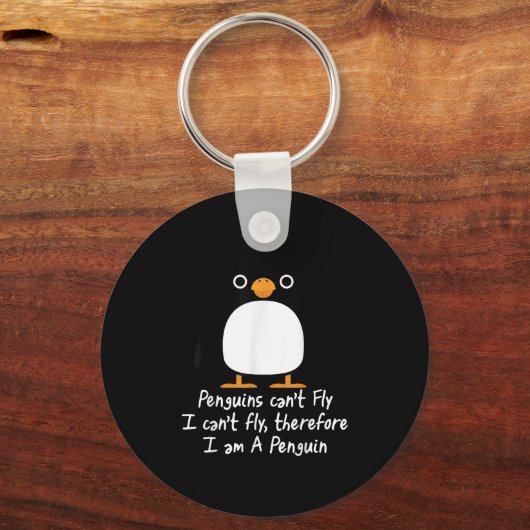 Funny Penguin T Shirt Cool I Can't Fly Animal Love Sleutelhanger (Voorkant)