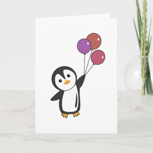 Funny Penguin vliegt op met ballonnen Kaart (Voorkant)