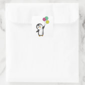 Funny Penguin vliegt op met ballonnen Vierkante Sticker (Tas)