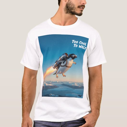 Funny Penguin with a Jetpack T-Shirt (Voorkant)