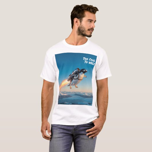 Funny Penguin with a Jetpack T-Shirt (Voorkant volledig)