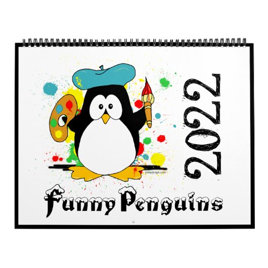 Funny Penguins Cartoon Art Large 2022 Calendar Kalender (Hoes)