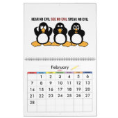 Funny Penguins Cartoon Art Large Calendar Kalender (Feb 2027)