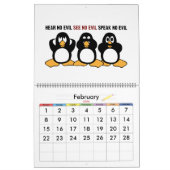 Funny Penguins Cartoon Art Large Calendar Kalender (Feb 2026)