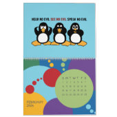 Funny Penguins Cartoon Fun Colors Large Calendar Kalender (Feb 2026)