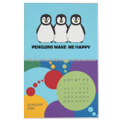 Funny Penguins Cartoon Fun Colors Large Calendar Kalender (Jan 2026)