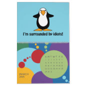 Funny Penguins Cartoon Fun Colors Large Calendar Kalender (Mar 2026)