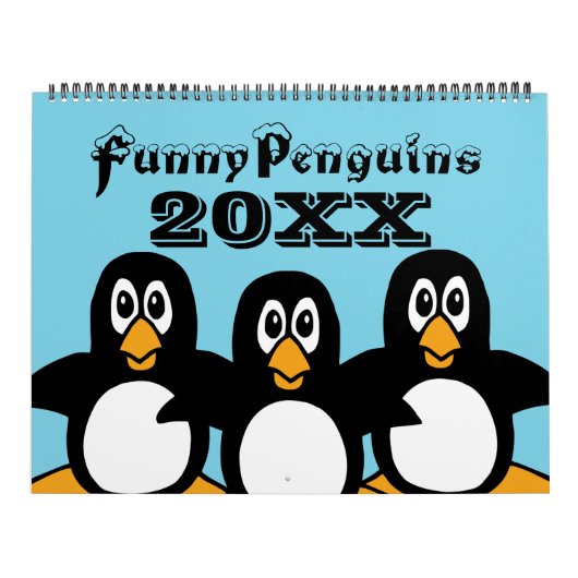 Funny Penguins Cartoons Grote Kalender (Hoes)
