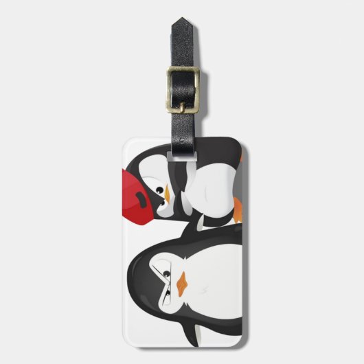 Funny penguins design bagagelabel (Voorkant verticaal)