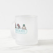 Funny Penguins Hot Chocolate Snowballing Cartoon Matglas Koffiemok (Voorkant links)