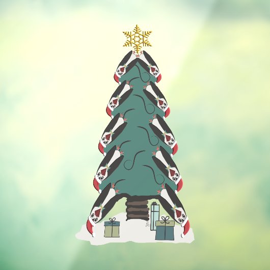 Funny Penguins kerstboom Raamsticker (Vel 3)