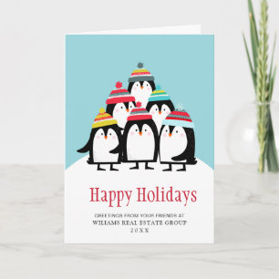 Funny Penguins-kerstfeestelijke groet Feestdagen Kaart