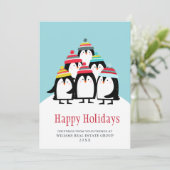 Funny Penguins-kerstfeestelijke groet Feestdagenkaart (Staand voorkant)