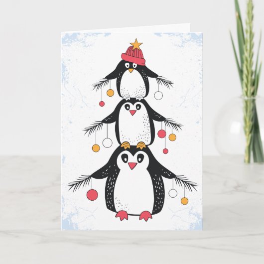 Funny Penguins-kerstkaart Feestdagen Kaart (Voorkant)