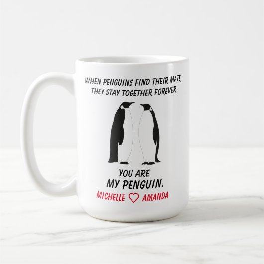 Funny Penguins Mok, Gift voor haar of hem. Koffiemok (Links)