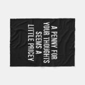 Funny, Penny For Your Thoughts Raglan Baseball Tee Fleece Deken (Voorkant (Horizontaal))