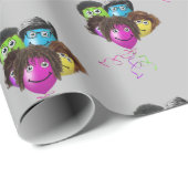 Funny People Balloon Group on Grey Cadeaupapier (Rol Hoek)