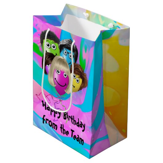 Funny People Birthday Balloons Medium Cadeauzakje (Voorkant Gekanteld)