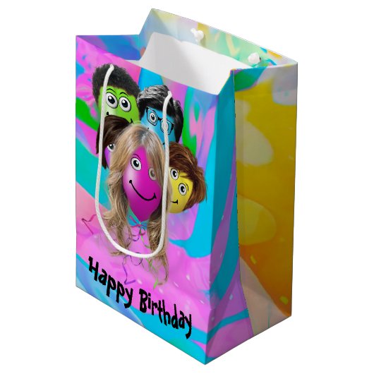 Funny People Birthday Balloons Medium Cadeauzakje (Voorkant Gekanteld)