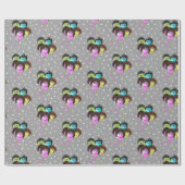 Funny People Birthday Balloons on Polka Dots Cadeaupapier (Vlak)