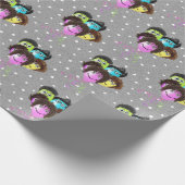 Funny People Birthday Balloons on Polka Dots Cadeaupapier (Hoek)