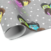 Funny People Birthday Balloons on Polka Dots Cadeaupapier (Rol Hoek)