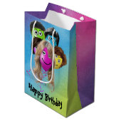 Funny People Birthday Balloons on Rainbow Medium Cadeauzakje (Voorkant Gekanteld)