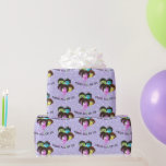 Funny People Birthday Balloons on Stippen Cadeaupapier<br><div class="desc">ballonnen met glimlach,  oogballen,  ooglassen en haar op een paars en wit polka stippatroon van groep.</div>