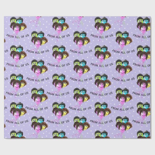 Funny People Birthday Balloons on Stippen Cadeaupapier (Vlak)