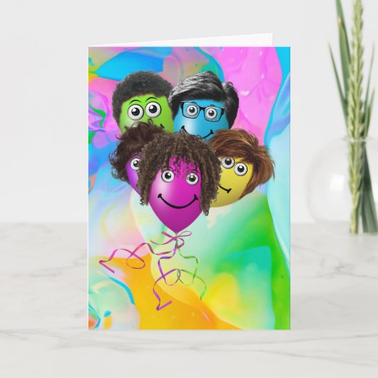 Funny People Birthday Balloons uit de groep Kaart (Voorkant)