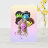 Funny People Birthday Party Balloons Kaart (Gele Bloem)