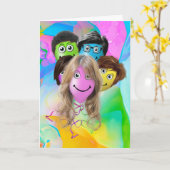 Funny People Birthday Party Balloons Kaart (Gele Bloem)