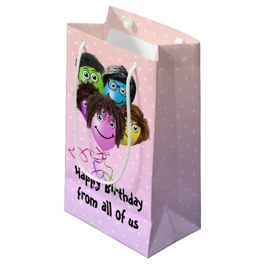 Funny People Birthday Party Balloons Klein Cadeauzakje (Voorkant Gekanteld)